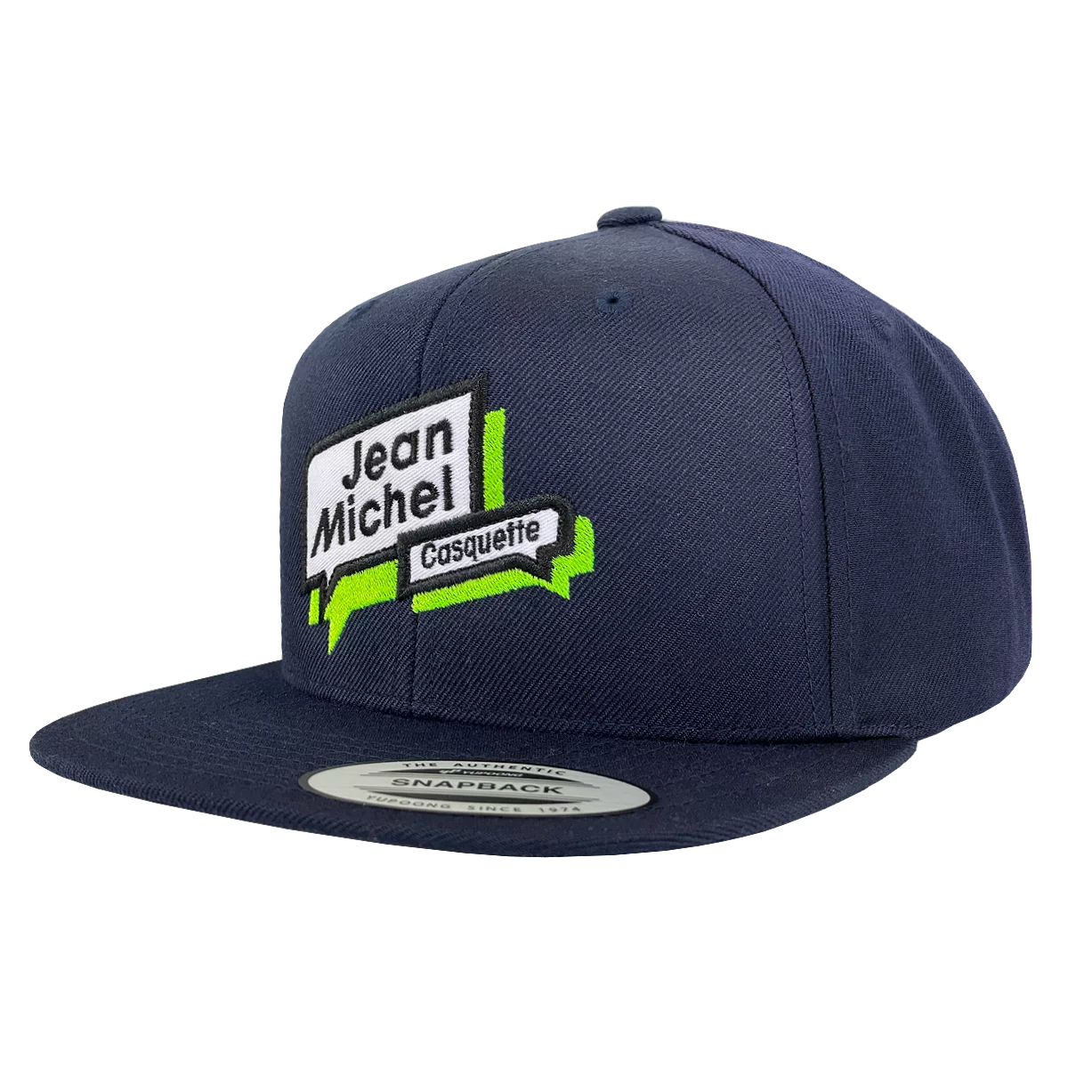 Casquette snapback Yupoong à personnaliser avec votre logo en BRODERIE et ÉCUSSON. Votre casquette personnalisée livrée en 5 à 15 jours.