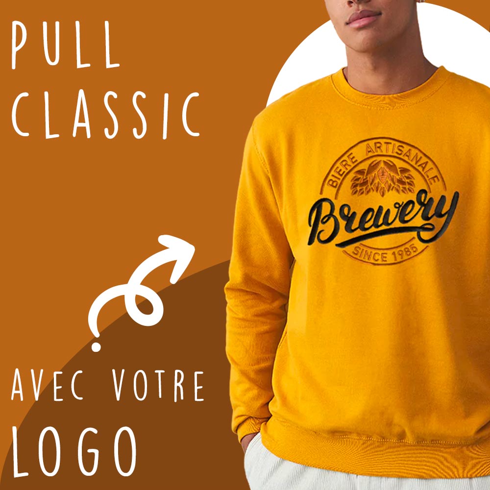 Pull personnalisé classic en coton, confortable et idéal pour afficher votre logo ou design.