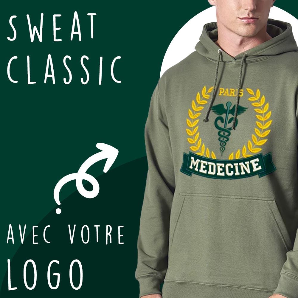 Sweat à capuche Classic pour homme, personnalisable avec logo ou visuel, idéal pour une tenue confortable et tendance.