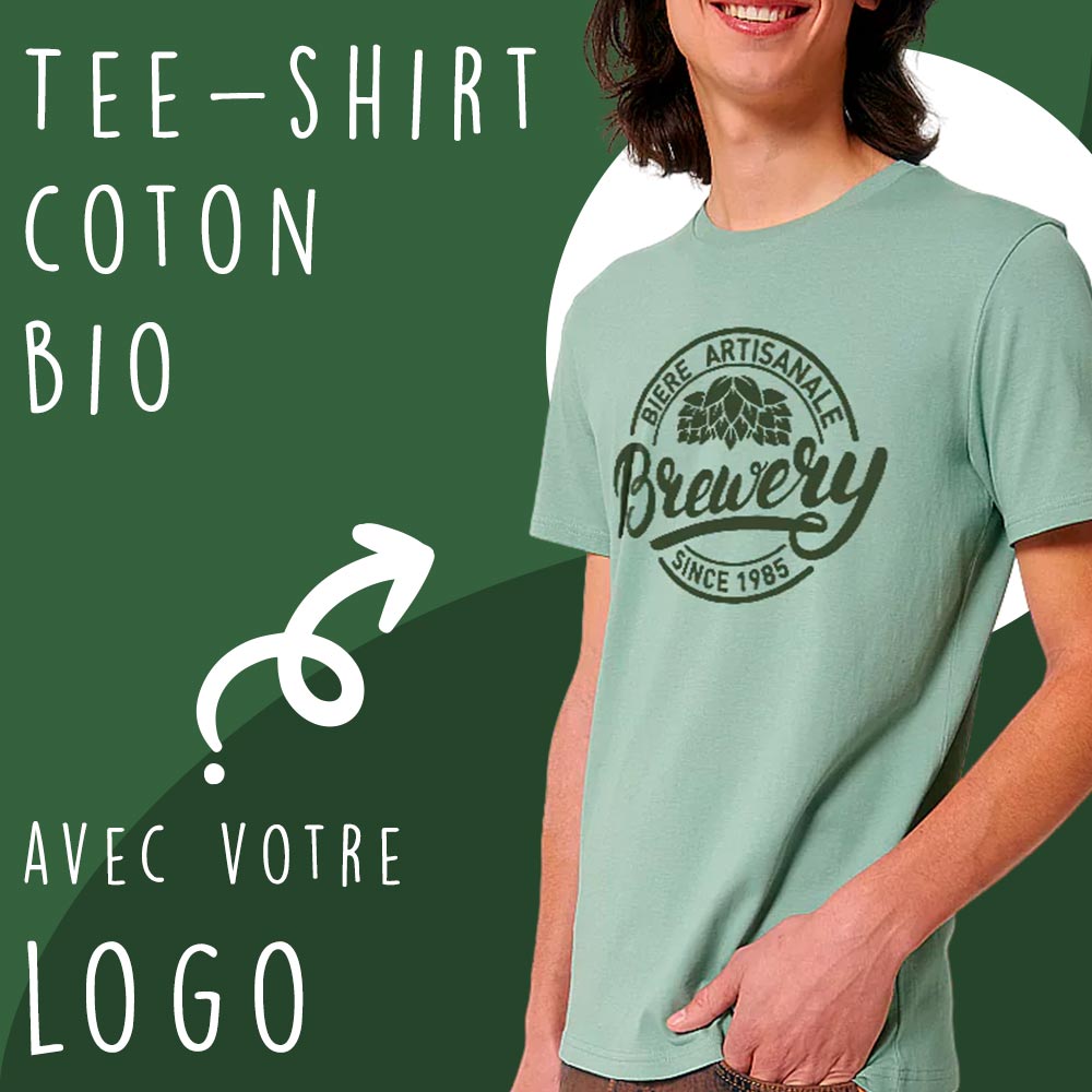 Tee-shirt en coton bio personnalisable avec votre logo, éco-responsable et confortable.