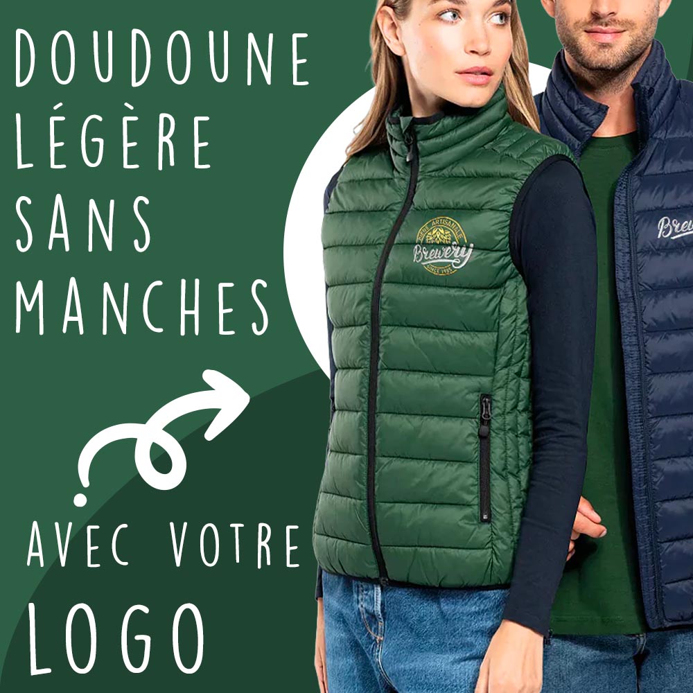 Doudoune légère sans manches personnalisable, parfaite pour un look élégant et confortable.