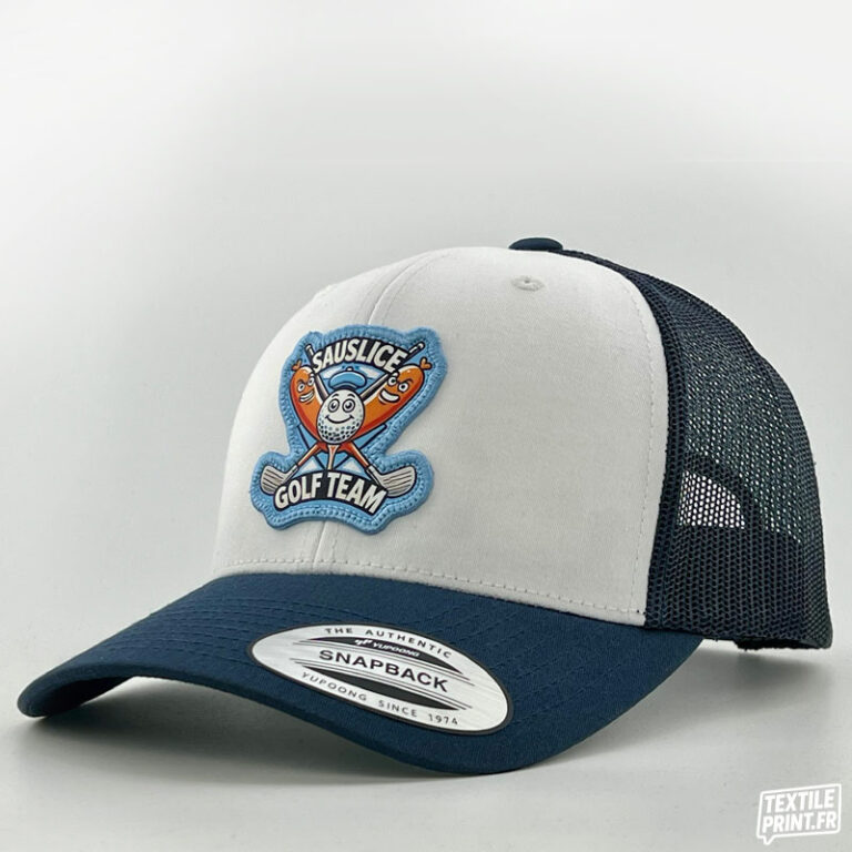 Casquette Trucker Yupoong 6606 personnalisée avec écusson Sauslice Golf brodé en France