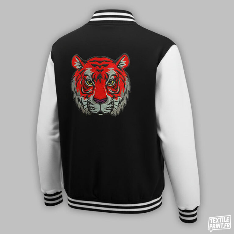 Veste teddy JH043 personnalisée avec broderie de logo Crazy Tiger – Textile Print