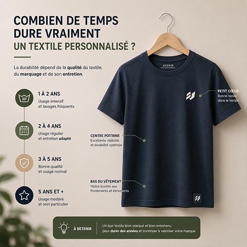 Durabilité d'un textile personnalisé après de nombreux lavages