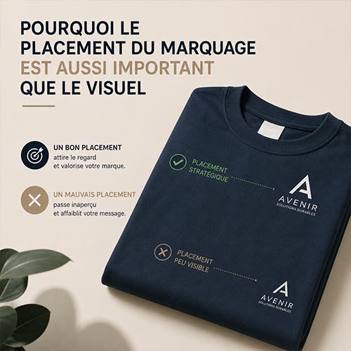 Placement du marquage d'un logo sur un textile personnalisé
