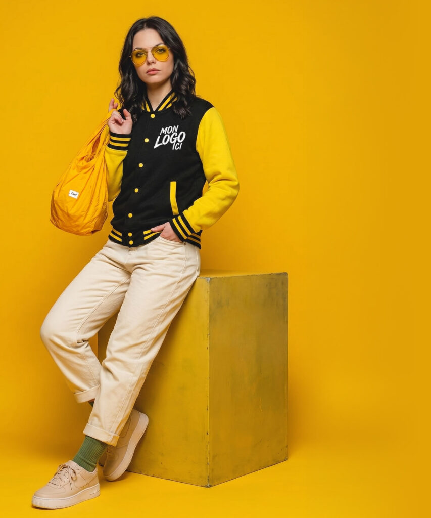 Veste teddy jaune personnalisable avec logo brodé ou imprimé
